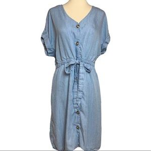 Saks Fifth Avenue Chambray Button-Down Dress Light Blue